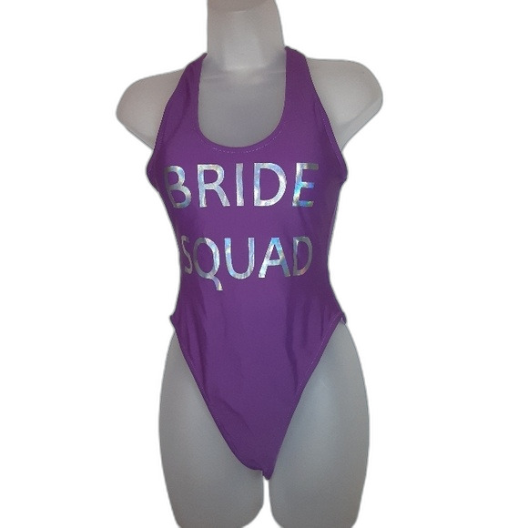 Cupshe Small Purple Bride Squad  One piece Swimsuit NWT - Picture 6 of 7